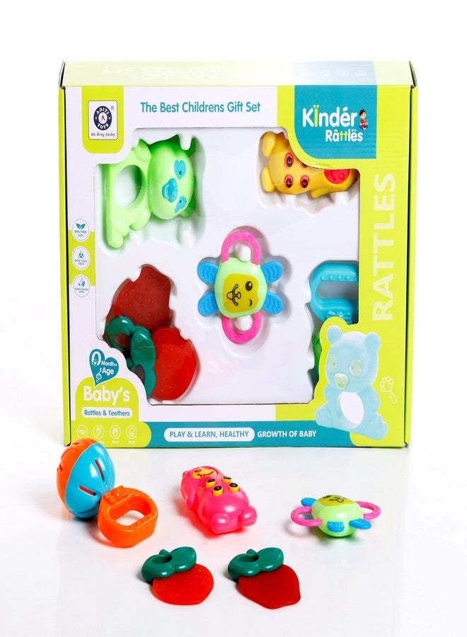 Chanak Baby Kinder Rattle Set for 0-6 Months Old Baby, Non-Toxic, 100% BPA Free, Infant Grab, Spin & Shake Rattles, Colorful Rattles with 6 Pcs, Early Educational Sensory Toy, BIS Approved - Image 1